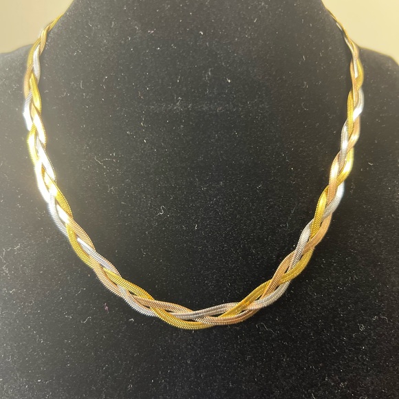 Women’s multicolor 18” stainless steel snake Braided Necklace - Picture 2 of 3
